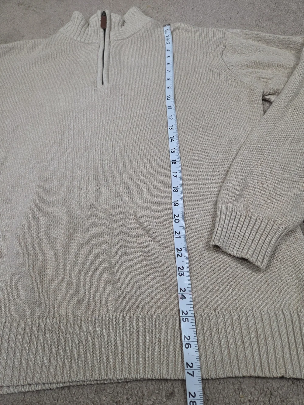 Oscar de la Renta Men's Zip-Neck Sweater in Light Beige